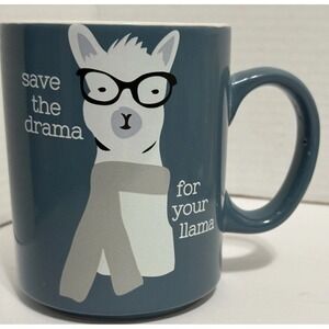 Love Your Mug Save The Drama For Your Llama Blue Ceramic Coffee Cup 12oz Humor